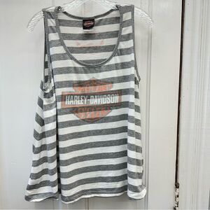 Harley Davidson Motorcycles sleeveless tank top shirt women's xl grey‎ white
